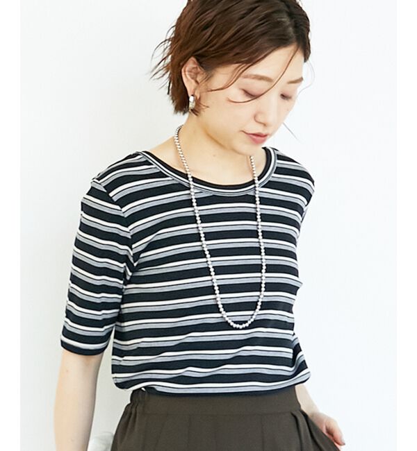  「マルチボーダーリブTシャツ」|Tシャツ・カットソー|
