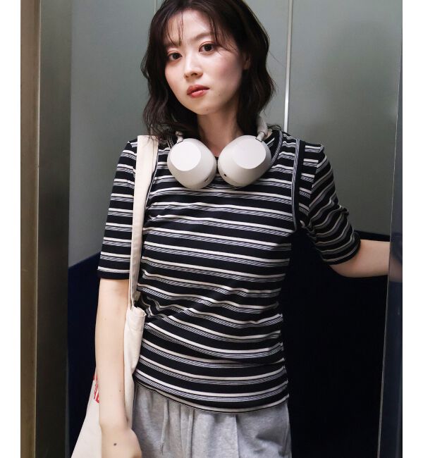  「マルチボーダーリブTシャツ」|Tシャツ・カットソー|