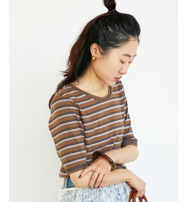  「マルチボーダーリブTシャツ」|Tシャツ・カットソー|