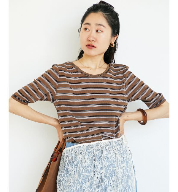  「マルチボーダーリブTシャツ」|Tシャツ・カットソー|