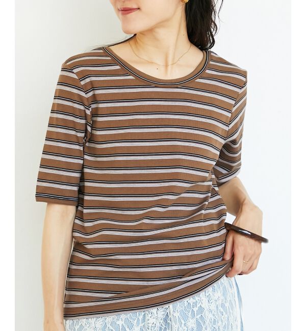  「マルチボーダーリブTシャツ」|Tシャツ・カットソー|