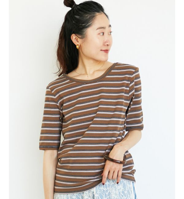  「マルチボーダーリブTシャツ」|Tシャツ・カットソー|