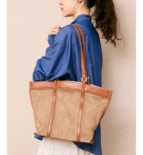  「ダブルハンドルメッシュトート」|トートバッグ|ブラウン
