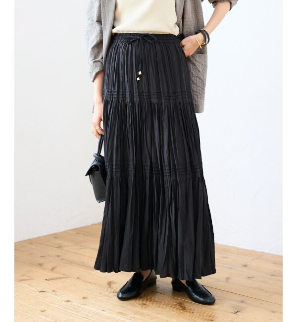  「エアータンブラーランダムプリーツスカート」|スカート|ブラック