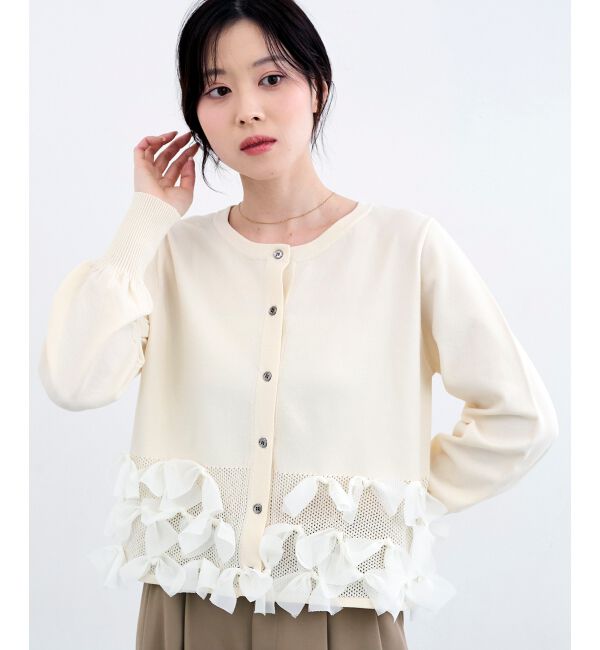  「《WEB限定アイテム》リボンデザインカーディガン」|カーディガン|