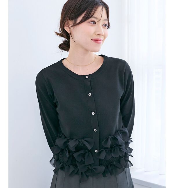  「《WEB限定アイテム》リボンデザインカーディガン」|カーディガン|