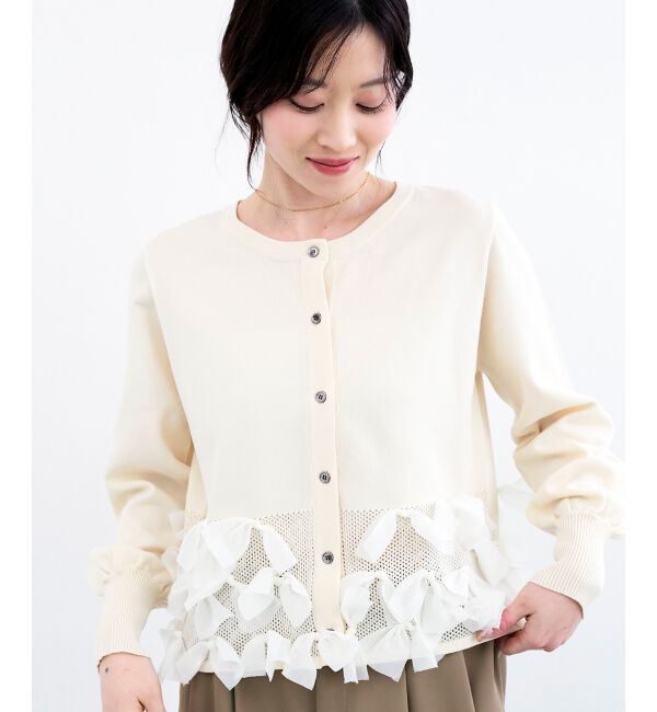  「《WEB限定アイテム》リボンデザインカーディガン」|カーディガン|