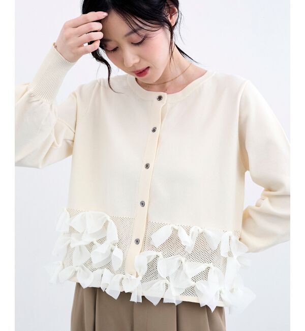  「《WEB限定アイテム》リボンデザインカーディガン」|カーディガン|