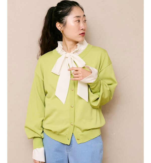  「《WEB限定アイテム》メタルボタンクルーネックカーディガン」|カーディガン|