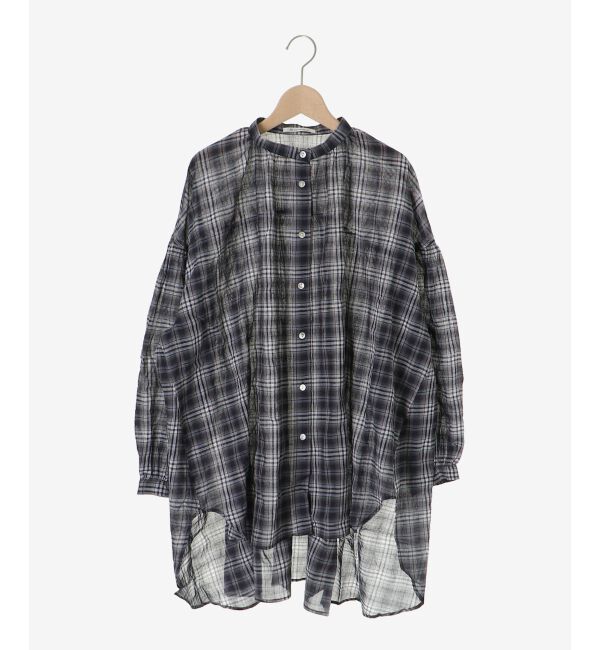  「《WEB限定アイテム》シアーガーゼバックギャザーチェックシャツ」|シャツ・ブラウス|