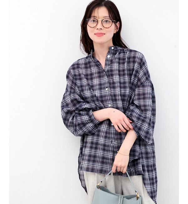  「《WEB限定アイテム》シアーガーゼバックギャザーチェックシャツ」|シャツ・ブラウス|