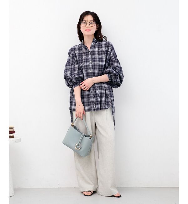  「《WEB限定アイテム》シアーガーゼバックギャザーチェックシャツ」|シャツ・ブラウス|