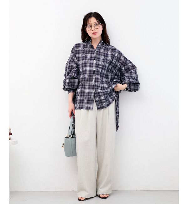  「《WEB限定アイテム》シアーガーゼバックギャザーチェックシャツ」|シャツ・ブラウス|