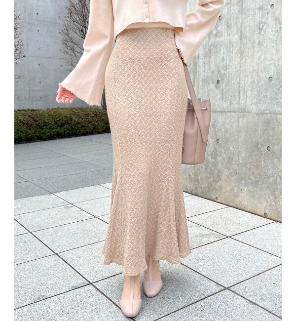 MAJESTICLEGON「ストレッチレースマーメイドスカート」|スカート|ベージュ