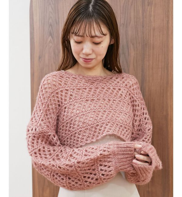 MAJESTICLEGON「スカシ柄ショートニット」|ニット・セーター|