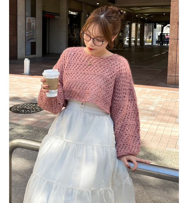 MAJESTICLEGON「スカシ柄ショートニット」|ニット・セーター|