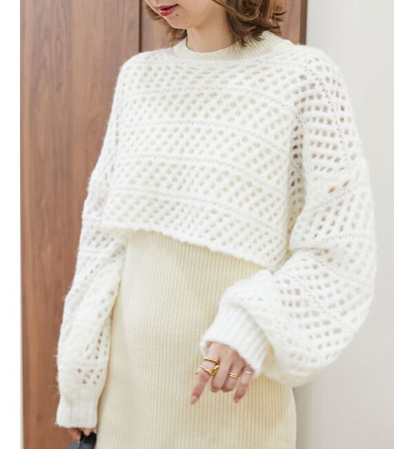 MAJESTICLEGON「スカシ柄ショートニット」|ニット・セーター|