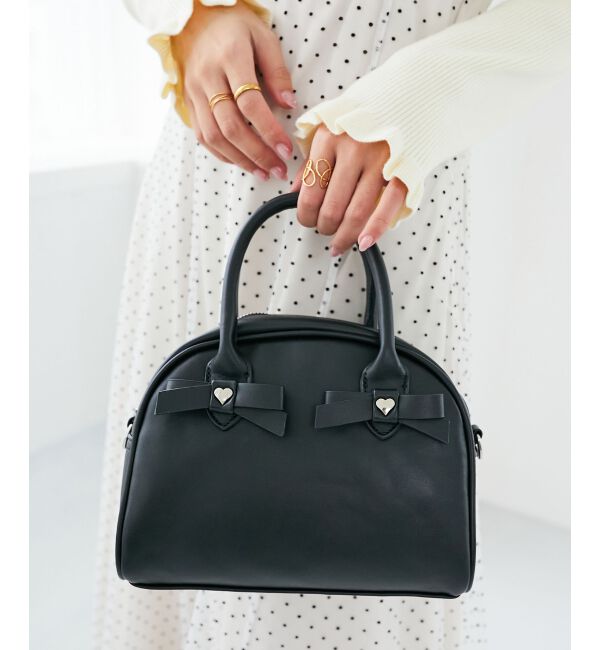 MAJESTICLEGON「ハートリボンミニボストン」|ボストンバッグ|ブラック