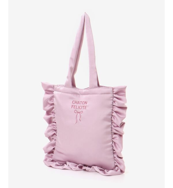 MAJESTICLEGON「サテンフリルロゴトート」|トートバッグ|