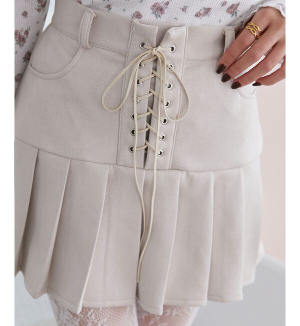 MAJESTICLEGON「フロントレースアッププリーツスカパン」|スカート|