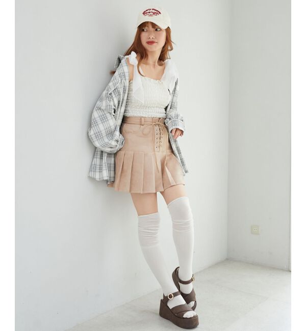 MAJESTICLEGON「フロントレースアッププリーツスカパン」|スカート|