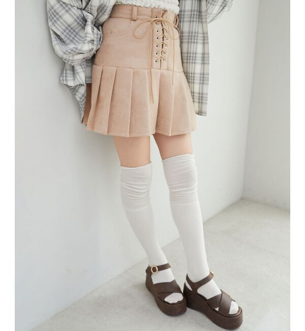 MAJESTICLEGON「フロントレースアッププリーツスカパン」|スカート|