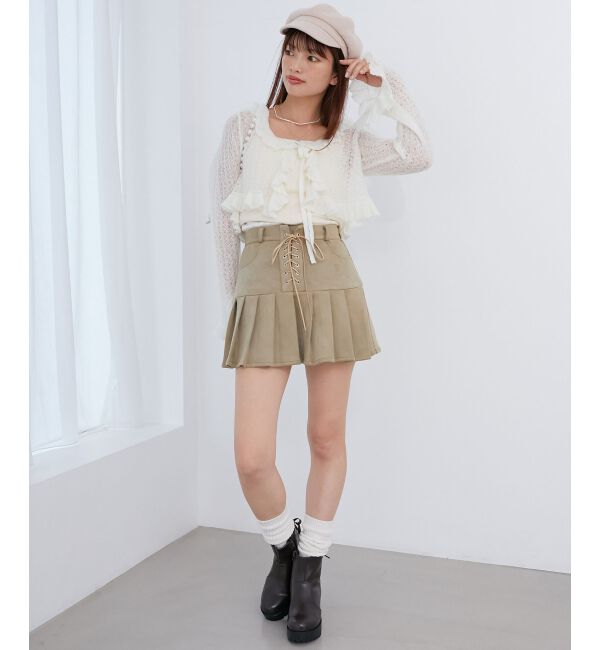 MAJESTICLEGON「フロントレースアッププリーツスカパン」|スカート|