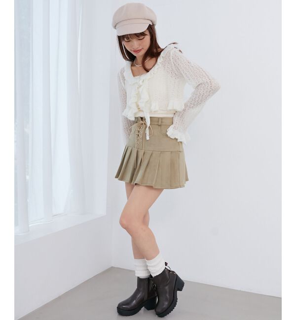 MAJESTICLEGON「フロントレースアッププリーツスカパン」|スカート|