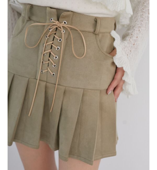 MAJESTICLEGON「フロントレースアッププリーツスカパン」|スカート|