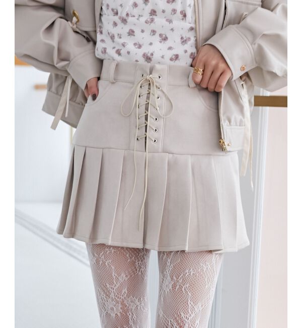 MAJESTICLEGON「フロントレースアッププリーツスカパン」|スカート|