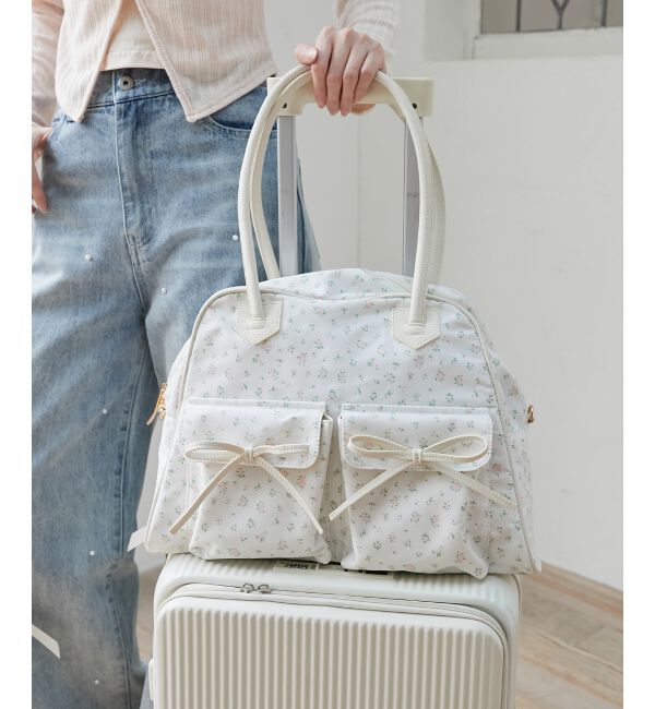  「フラワートラベルボストンバッグ」|ボストンバッグ|ピンク柄