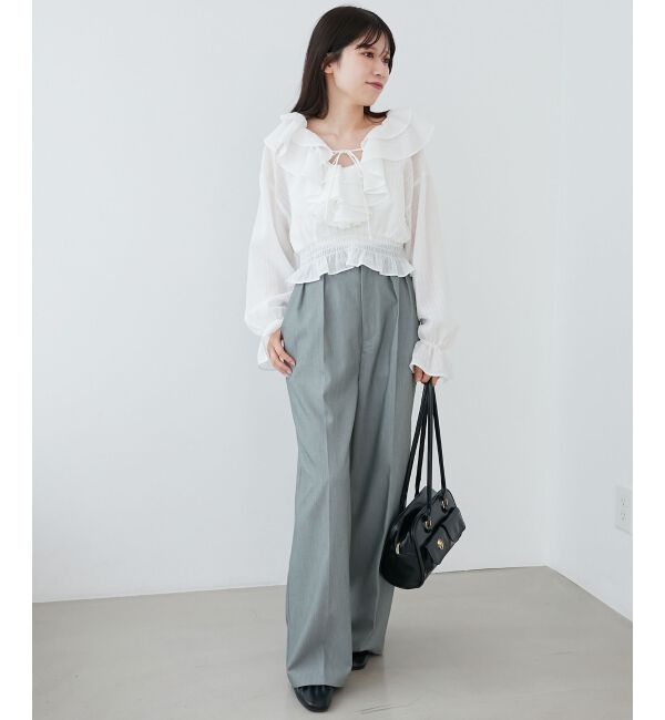  「センタープレスタックワイドパンツ」|その他|