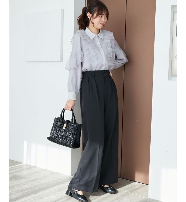  「センタープレスタックワイドパンツ」|その他|