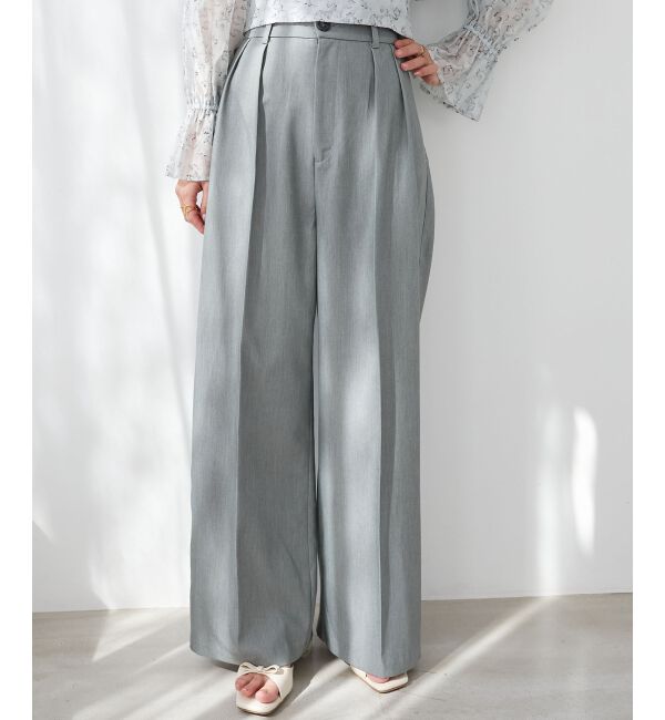  「センタープレスタックワイドパンツ」|その他|グレー