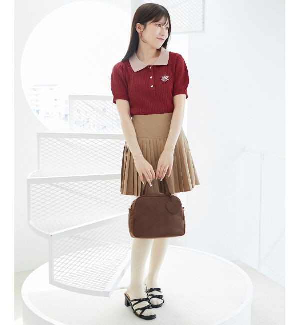  「ハートチャームセットスクエアボストン」|ボストンバッグ|