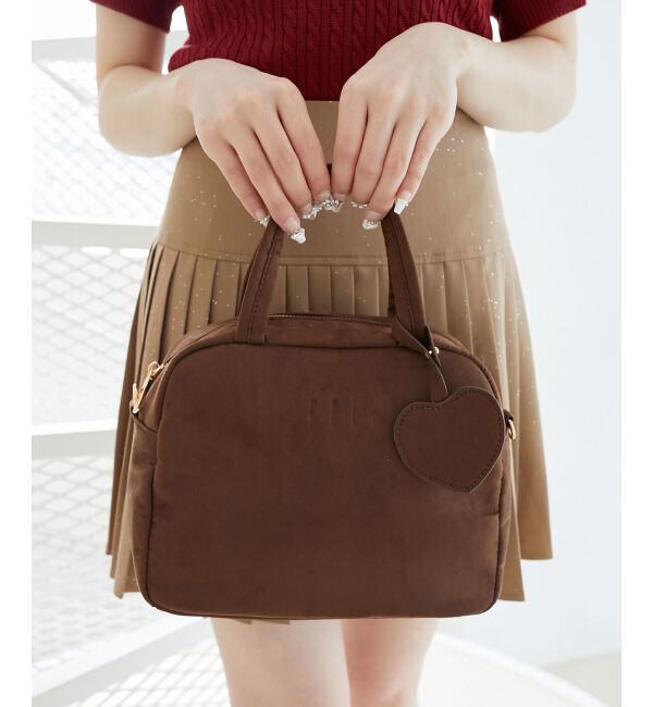  「ハートチャームセットスクエアボストン」|ボストンバッグ|