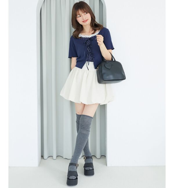  「ハートチャームセットスクエアボストン」|ボストンバッグ|