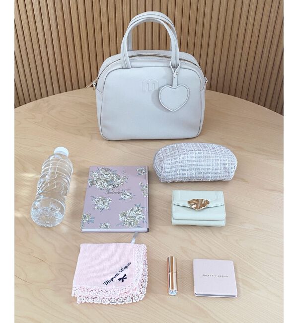  「ハートチャームセットスクエアボストン」|ボストンバッグ|