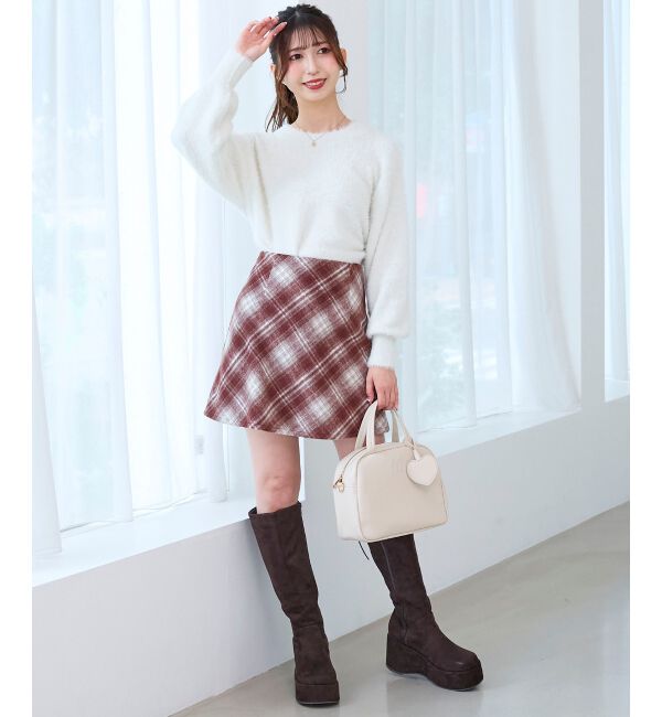  「アソートチェックミニスカパン」|スカート|レッド柄