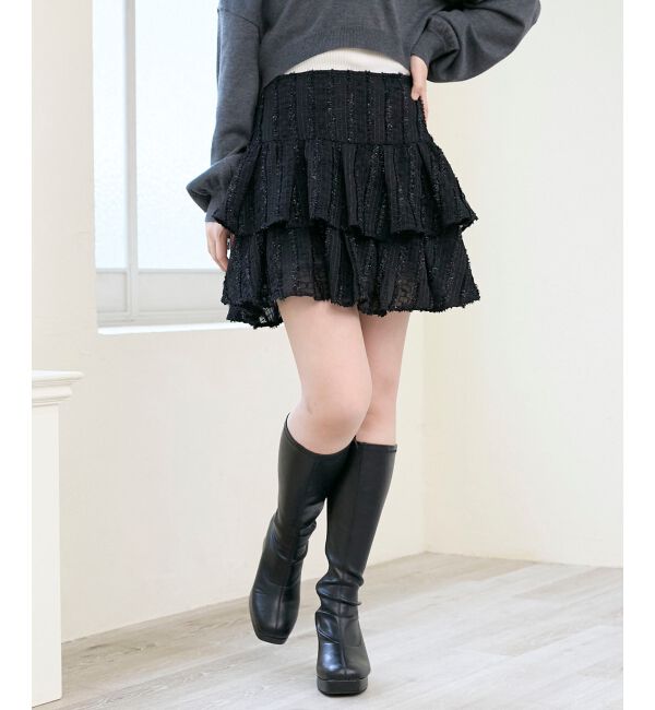  「キラふわシアーミニスカパン」|スカート|ブラック