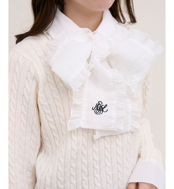  「フリルトリムリボンタイセットニット」|ニット・セーター|