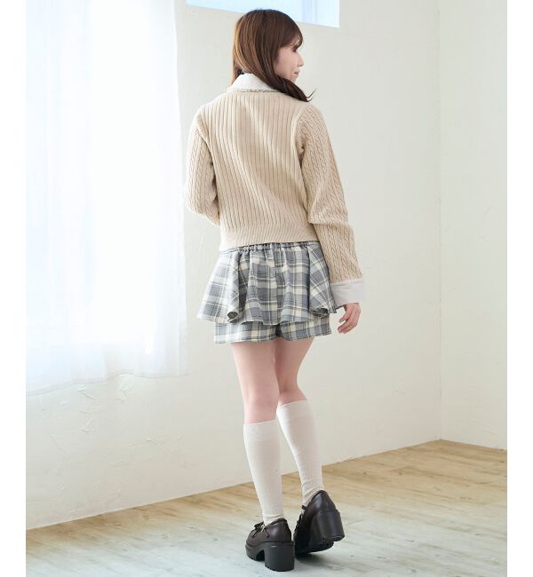  「フリルトリムリボンタイセットニット」|ニット・セーター|