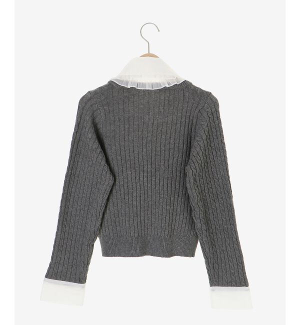  「フリルトリムリボンタイセットニット」|ニット・セーター|