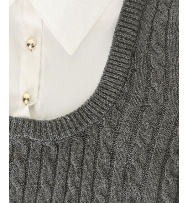  「フリルトリムリボンタイセットニット」|ニット・セーター|