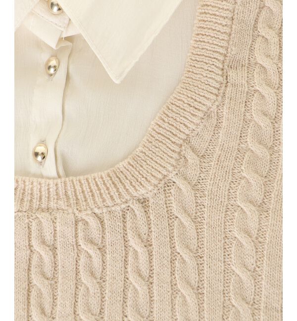  「フリルトリムリボンタイセットニット」|ニット・セーター|