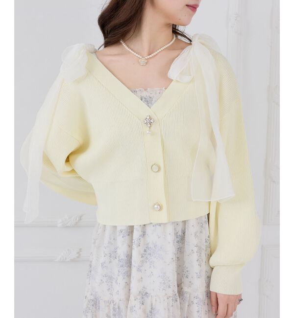  「クローバーボタンUVカットカーデ」|カーディガン|イエロー