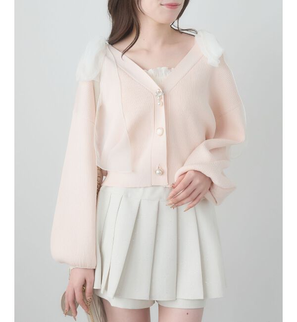  「クローバーボタンUVカットカーデ」|カーディガン|ピンク