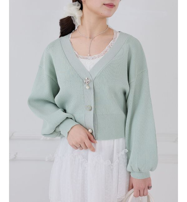  「クローバーボタンUVカットカーデ」|カーディガン|Ｌ／グリーン