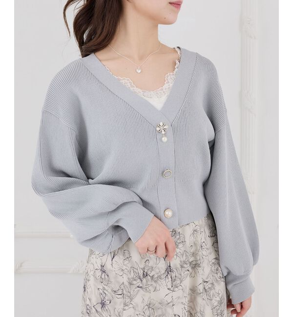  「クローバーボタンUVカットカーデ」|カーディガン|ブルー