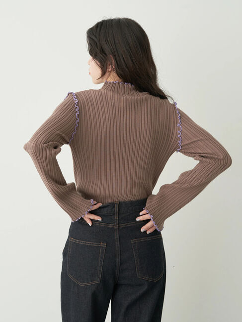 earth music&ecology「配色メローリブニットプルオーバー」|ニット・セーター|